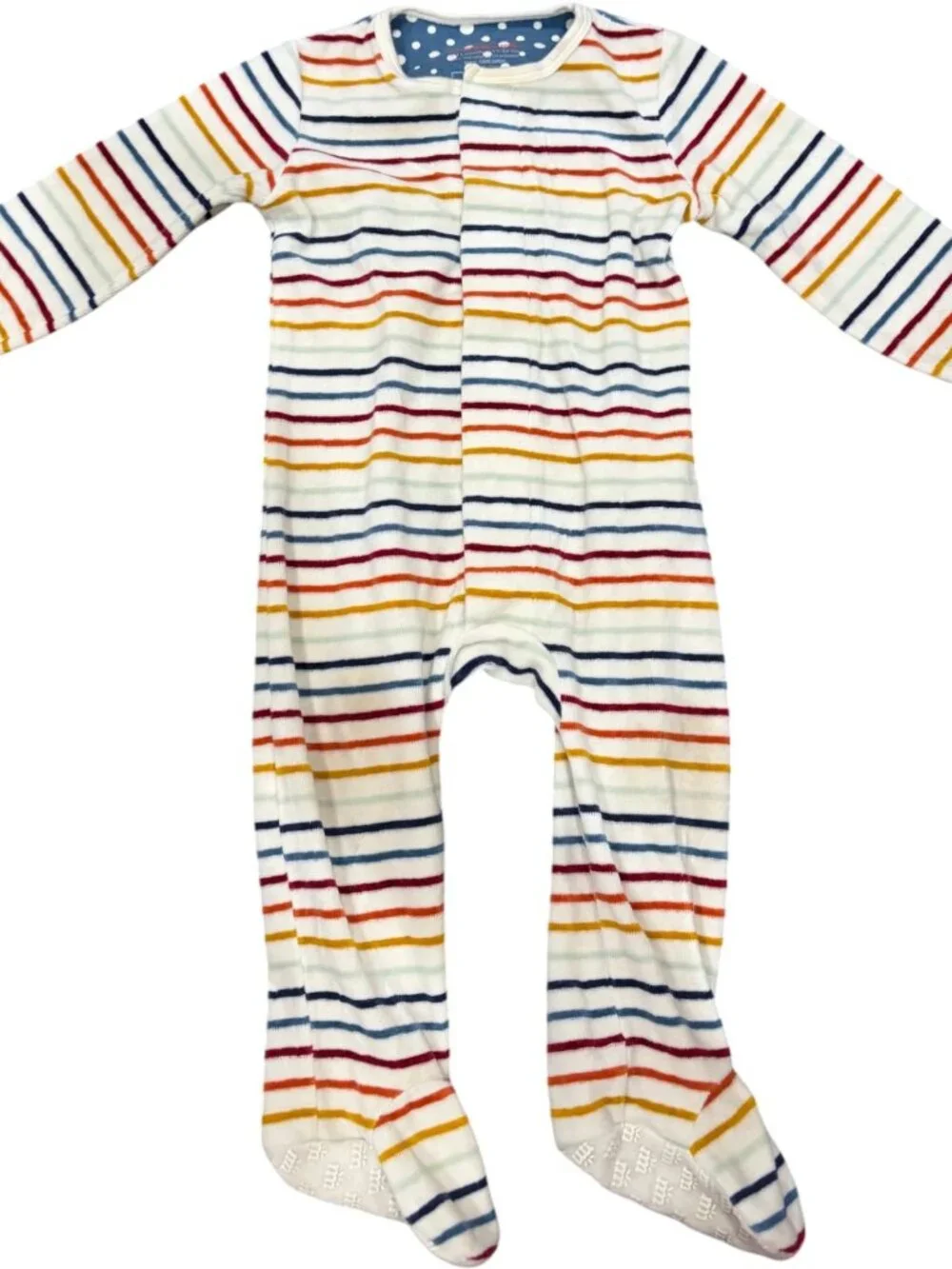 Magnetic Me Rainbow Striped Velour Magnetic footie Pajama 9-12 months